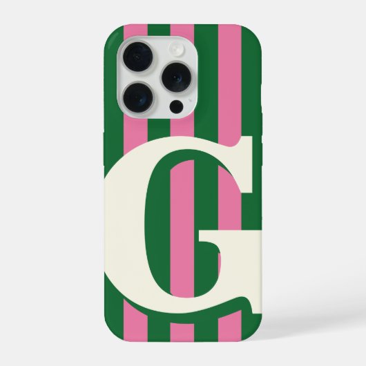 Étui de téléphone à monogramme gras, rayure verte (Verso)
