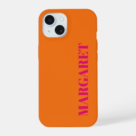 Étui de téléphone à monogramme moderne orange fuch (Verso)