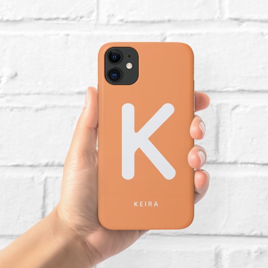 Étui de téléphone à monogramme orange corail
