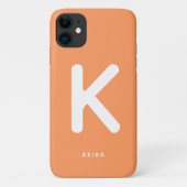 Étui de téléphone à monogramme orange corail (Dos)