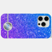 Étui de téléphone à monogramme pailleté bleu scint (Verso (horizontal))