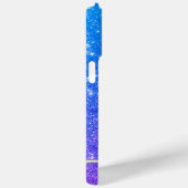 Étui de téléphone à monogramme pailleté bleu scint (Verso / Droite)