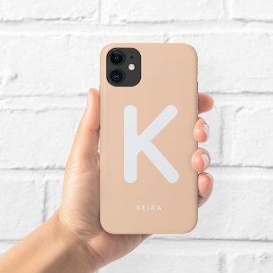 Étui de téléphone à monogramme pêche