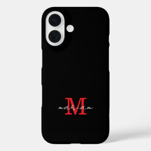 Étui de téléphone à monogramme personnalisé noir r