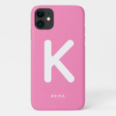 Étui de téléphone à monogramme rose bubble-gum (Dos)