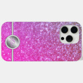 Étui de téléphone à monogramme scintillant rose (Verso (horizontal))