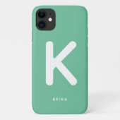 Étui de téléphone à monogramme vert émeraude (Dos)