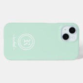 Étui de téléphone à monogramme vert menthe personn (Verso (horizontal))