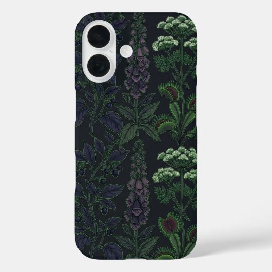 Étui de téléphone à motif botanique sombre de plan (Verso)