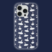Étui de téléphone à motif cygne bleu moderne éléga