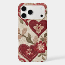 Étui de téléphone à motif de cœur floral vintage –