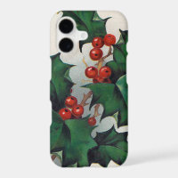 Étui de téléphone à motif de houx de Noël vintage