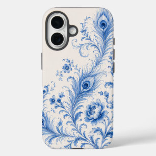 Étui de téléphone à motif de plume de paon en chin