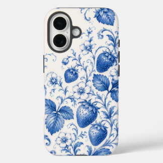 Étui de téléphone à motif floral de fraise en chin