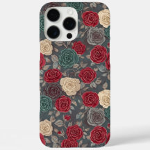 Étui de téléphone à motif floral rouge et sarcelle
