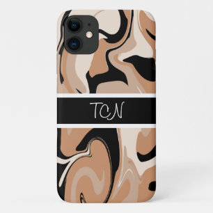 Étui de téléphone à motif marbre noir et marron Mo