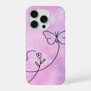 Étui de téléphone à motif papillon rose cœur esthé