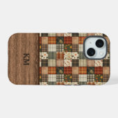 Étui de téléphone à motif patchwork d'automne | Pe (Verso Horizontal)