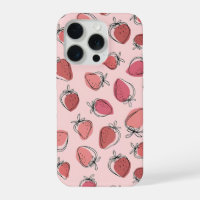 Étui de téléphone à motif rose fraise mignon