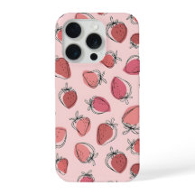 Étui de téléphone à motif rose fraise mignon