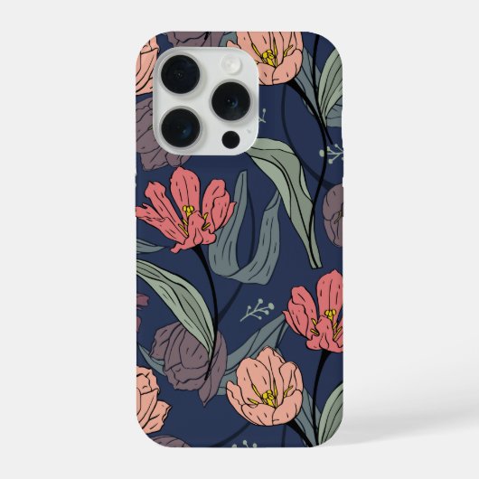 Étui de téléphone à motif tulipe florale foncée (Verso)