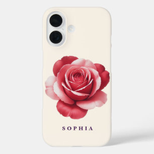 Étui de téléphone à rose rouge personnalisé Élégan