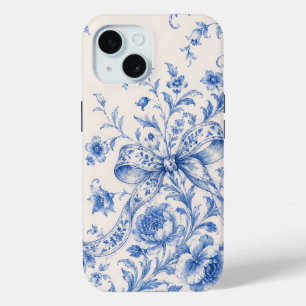 Étui de téléphone à ruban floral en chinoiserie bl