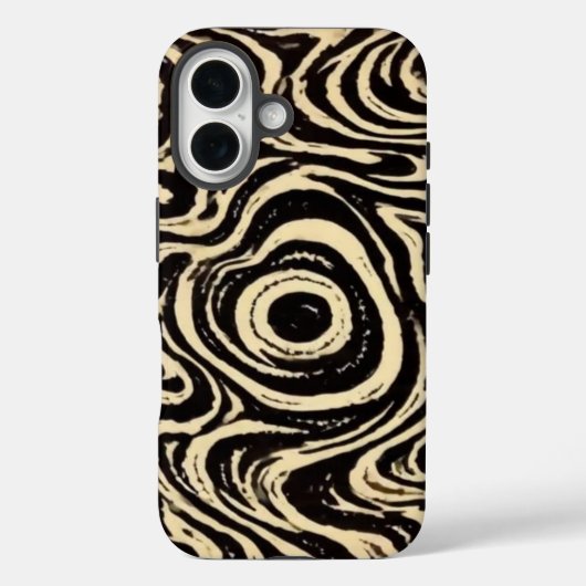 Étui de téléphone abstrait noir et crème à tourbil (Verso)