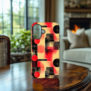 Étui de téléphone artistique géométrique rouge et