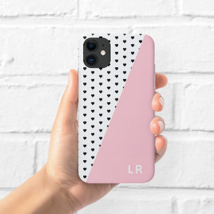 Étui de téléphone asymétrique à motif de cœurs ros