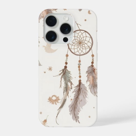 Étui de téléphone attrape-rêves boho plumes éthéré (Verso)