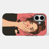 Étui de téléphone avec expression de choc de fille (Verso (horizontal))