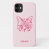 Étui de téléphone avec illustration de chat rose (Dos)
