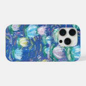 Étui de téléphone avec peinture de nénuphars bleus (Verso Horizontal)