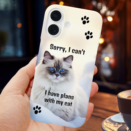 Étui de téléphone avec photo de chat drôle