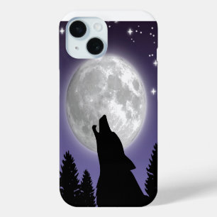 Étui de téléphone avec un loup hurlant à la pleine