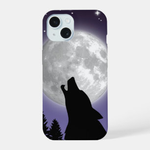 Étui de téléphone avec un loup hurlant à la pleine