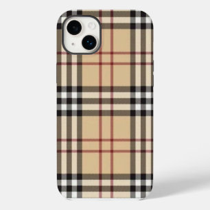 Étui de téléphone beige à carreaux