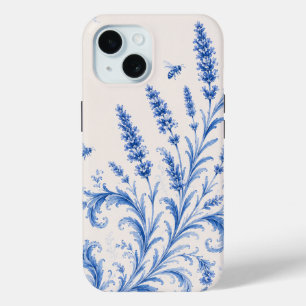 Étui de téléphone bleu à décor de chinoiserie abei