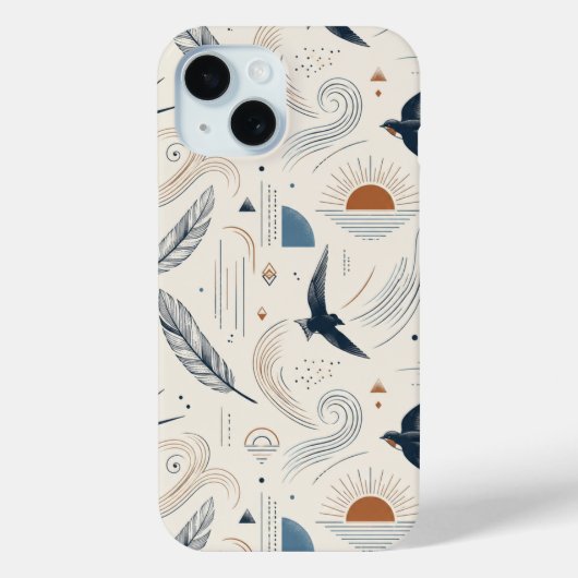 Étui de téléphone Boho Swallow & Sun (Verso)