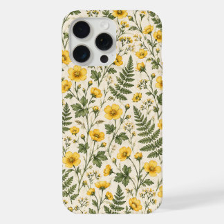 Étui de téléphone botanique Fleur sauvage jaune et