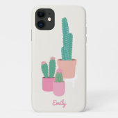 Étui de téléphone Cactus en pot mignon | Crème (Dos)