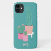 Étui de téléphone Cactus en pot mignon | Vert (Dos)