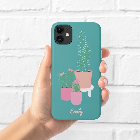 Étui de téléphone Cactus en pot mignon | Vert