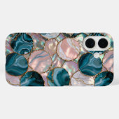 Étui de téléphone Cercles de marbre rose sarcelle (Verso (horizontal))