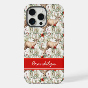 Étui de téléphone Cerf de Noël Nom personnalisé