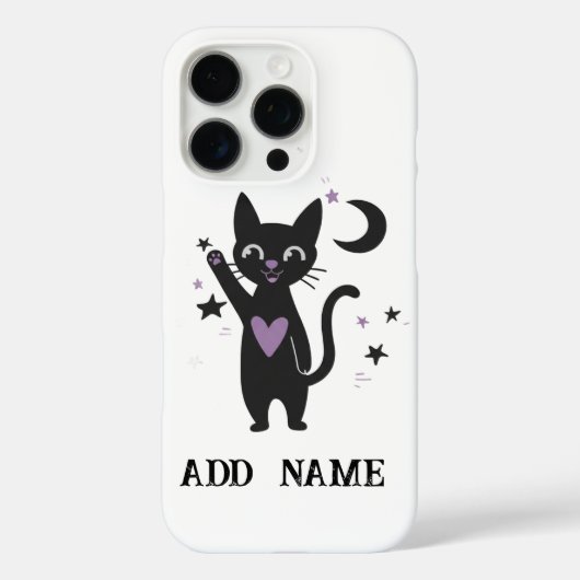 Étui de téléphone chat noir personnalisé avec étoi (Verso)