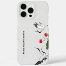 Étui de téléphone citation de paix grue japonaise