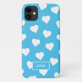 Étui de téléphone Cœurs Bleus Mignons (Dos)