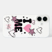 Étui de téléphone coeurs et étoiles roses mignons (Verso (horizontal))